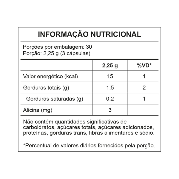 ÃLEO DE ALHO - 90 CÃ¡psulas de 750 mg
